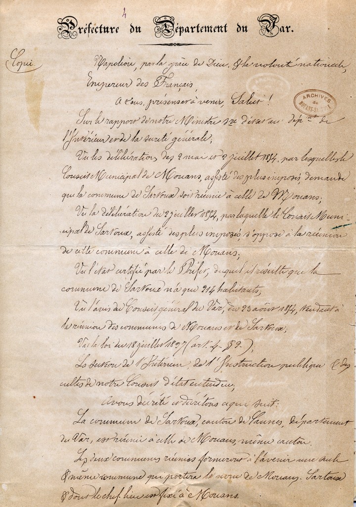 Le décret de 1858